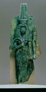 Statuett av dronning Tiye, kone til Amenophis III, New Kingdom, ca. 1391-1353 f.Kr. (glasert steatitt)